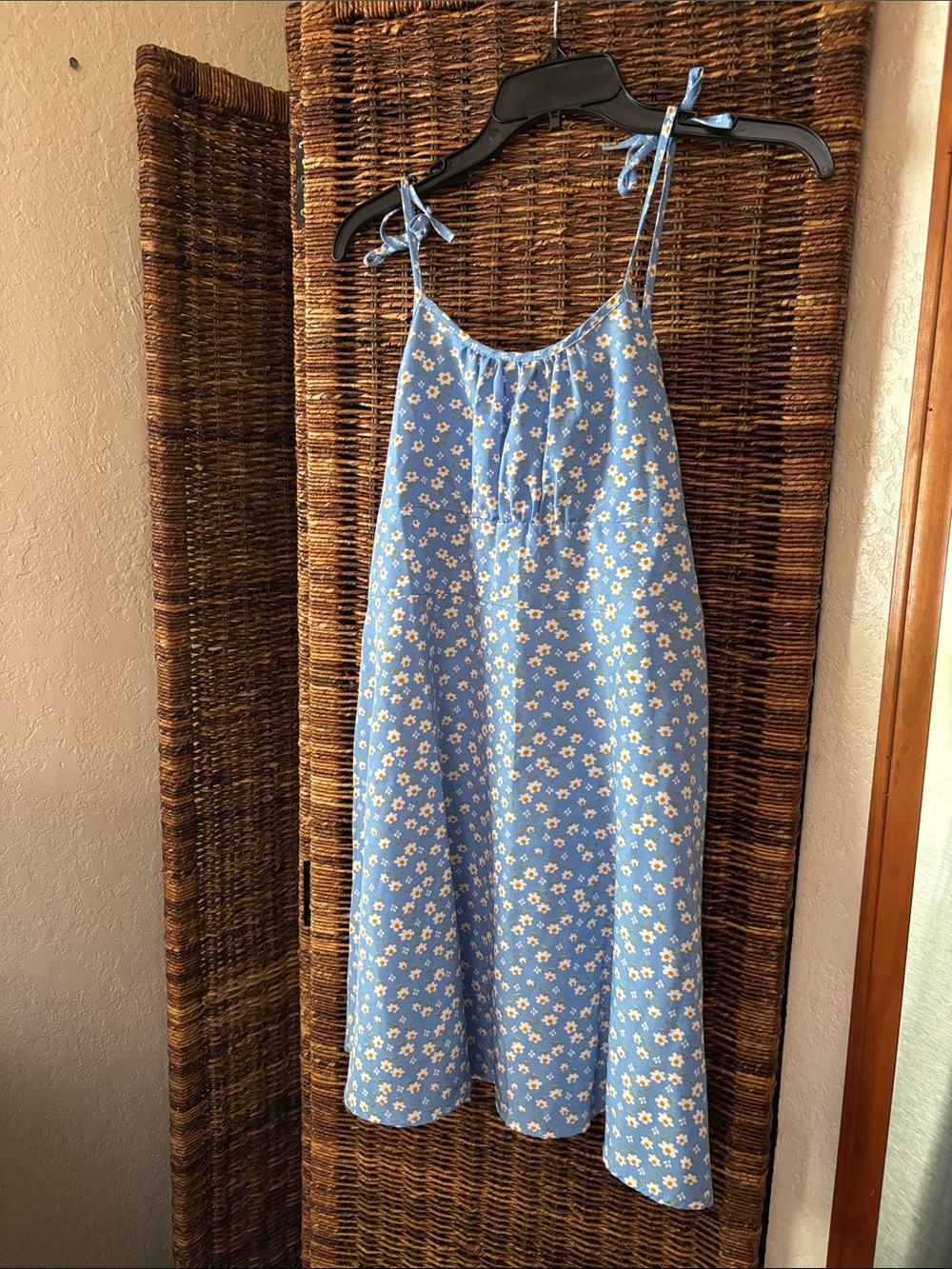 Blue Floral Tie-Shoulder Slip Dress